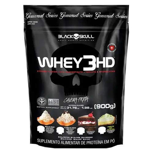 WHEY 3HD GOURMET BLACK SKULL REFIL - 900G (WPC, WPI E WPH)