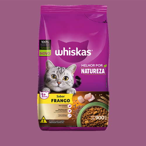 Ração Seca para Gatos Adultos WHISKAS® Melhor Por Natureza Frango